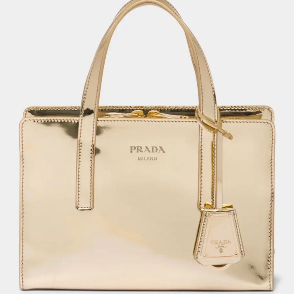 Prada Metallic Gold Satchel with strap.